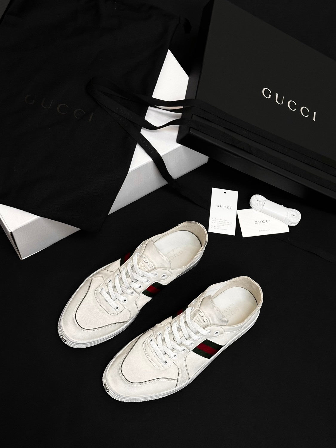 GUCCI Men's Stretch Low-top Sneaker in White Leather #378601