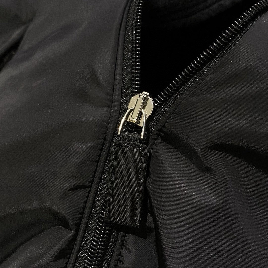 Prada Men's Autumn and Winter Solid Color Letter Logo Hooded Warm Zipper Long Sleeve Puffer Down Jacket #73867