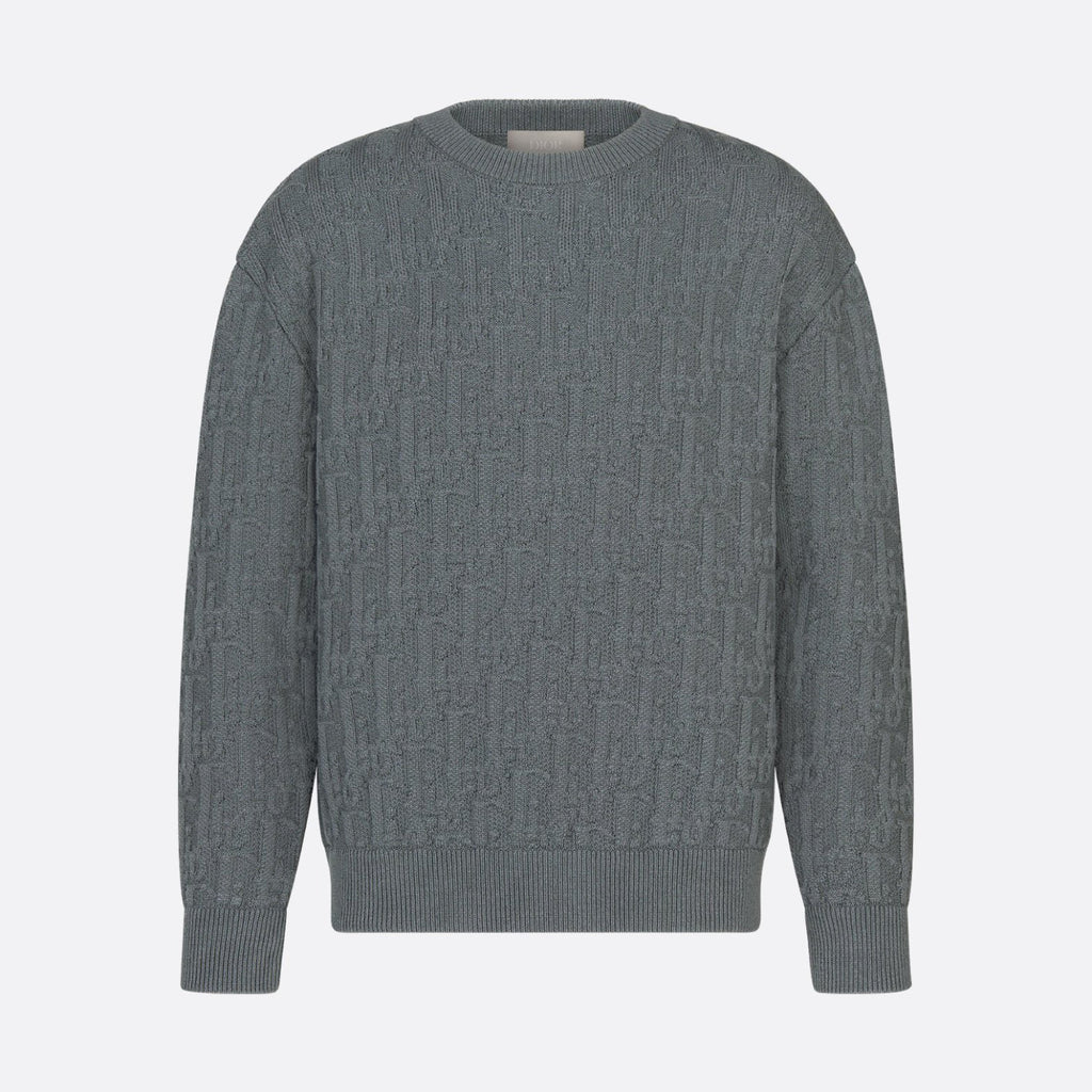 Dior Men's Spring and Autumn Solid Color Printed Ribbed Crew Neck Knit Sweater #75184