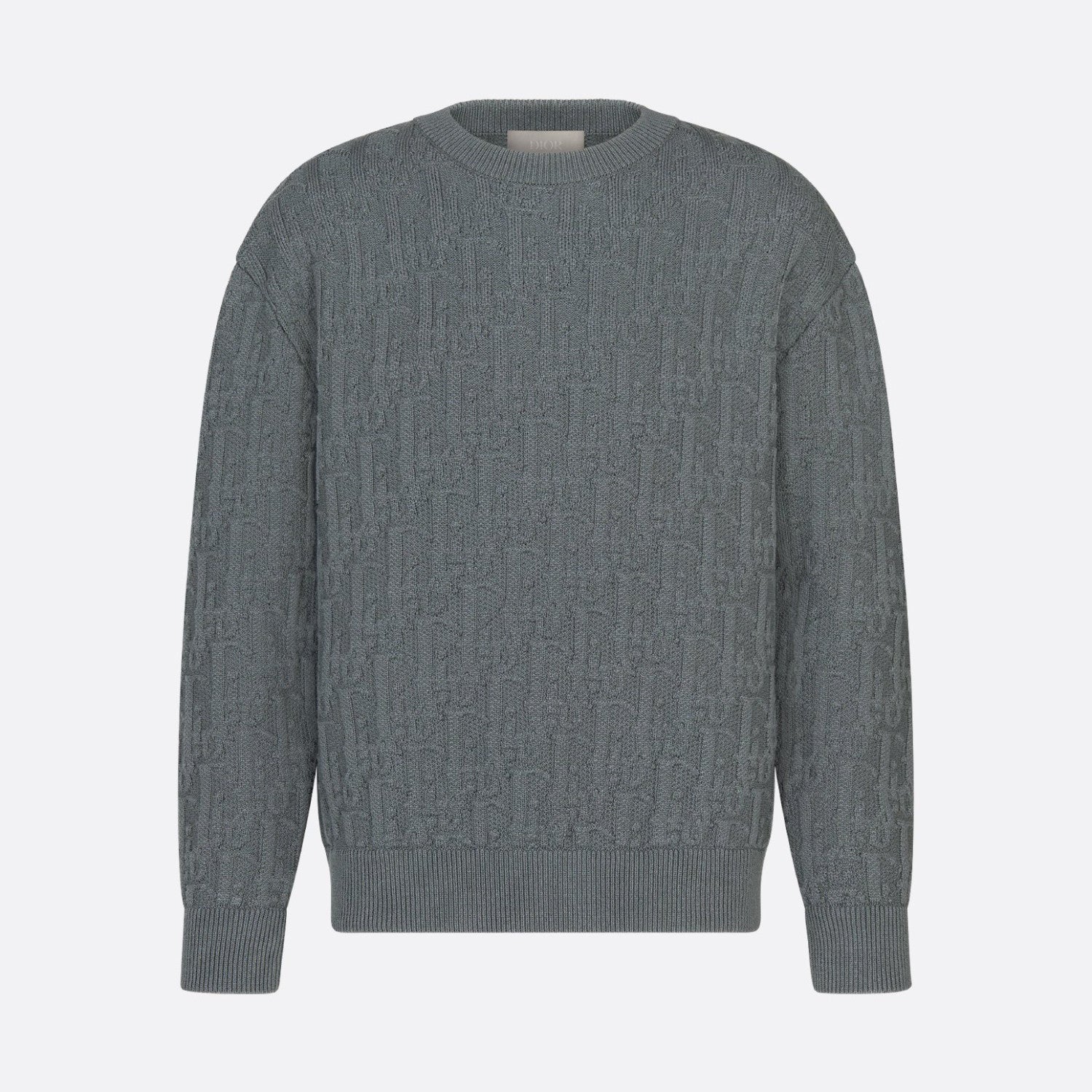 Dior Men's Spring and Autumn Solid Color Printed Ribbed Crew Neck Knit Sweater #75184