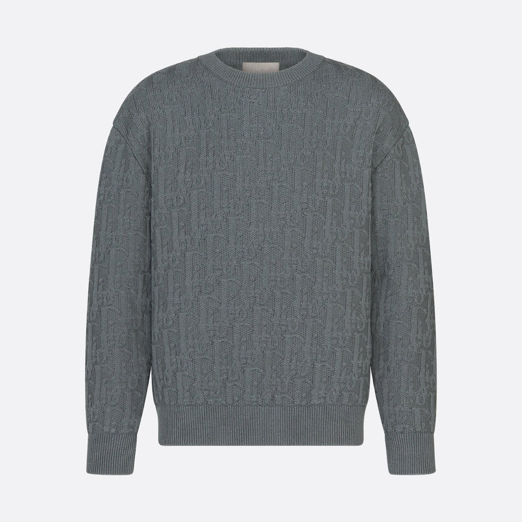 Dior Men's Spring and Autumn Solid Color Printed Ribbed Crew Neck Knit Sweater #75184