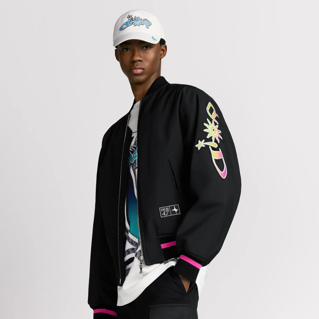 Dior And Lewis Hamilton Men's Spring/Autumn Fashion Casual Ribbed Collar Two Way Zipper Side Pocket Long Sleeve Pilot Baseball Jacket Short Jacket #78334