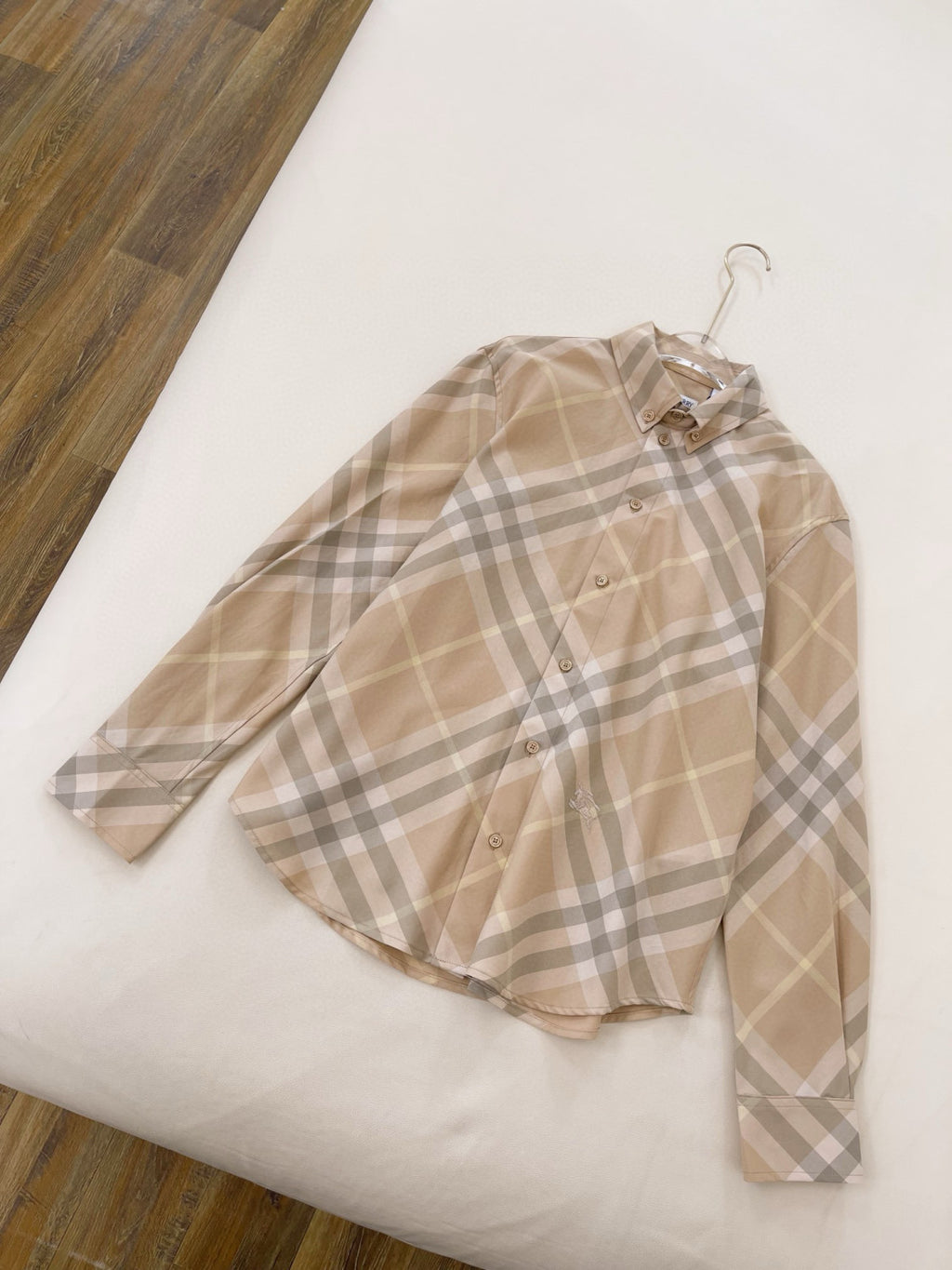 Burberry Men's and Women's Spring/Autumn Check Print Flip Lapel Single Breasted Long Sleeve Shirt #99158