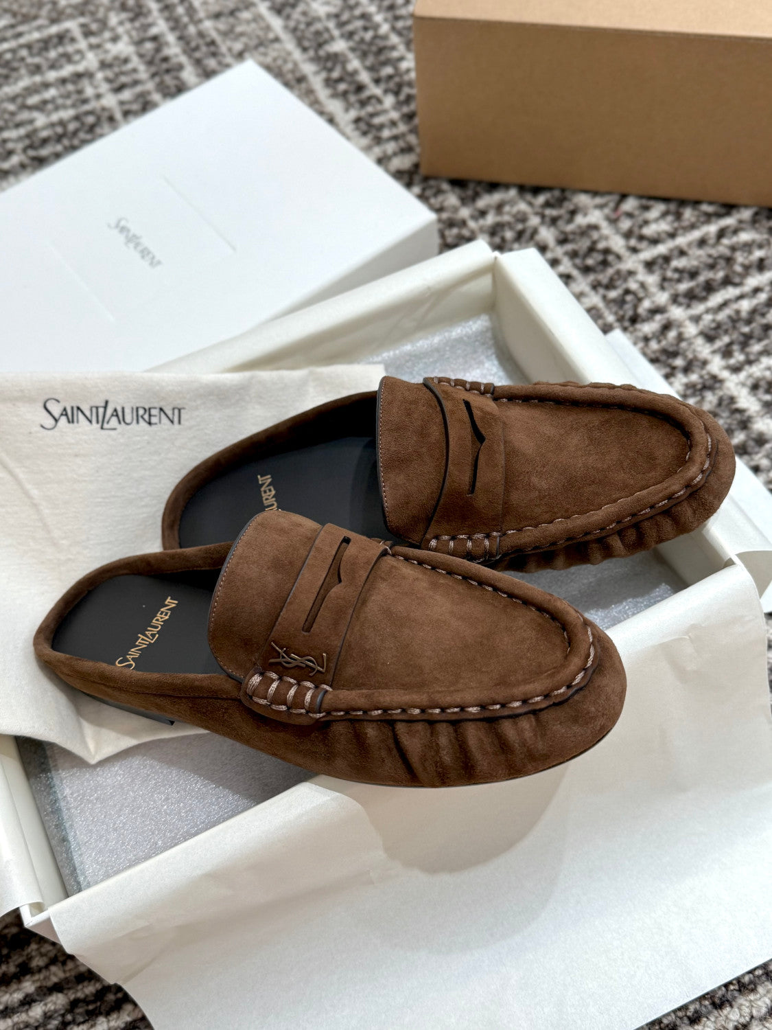 Saint Laurent LE LOAFER Mules in Suede #380512
