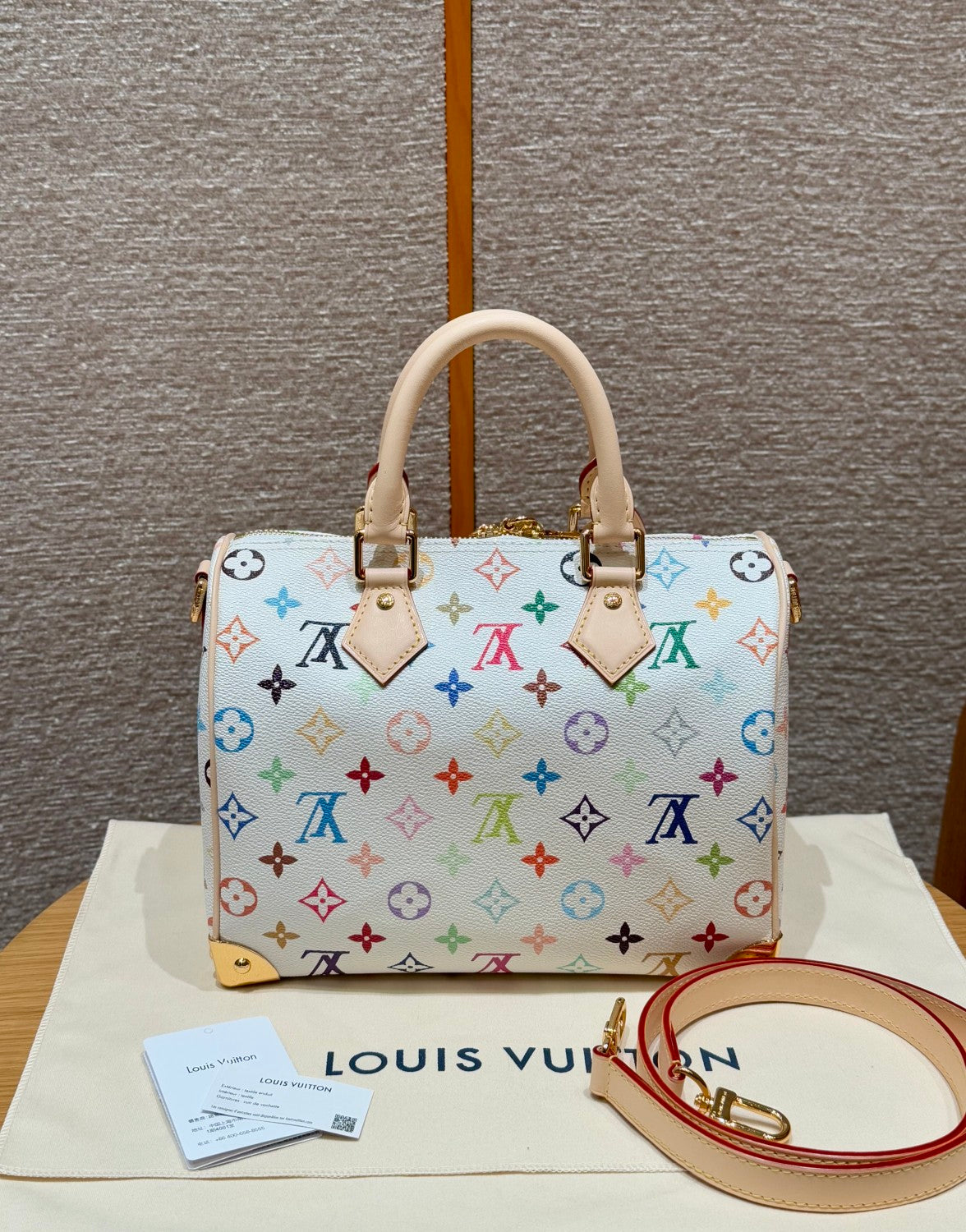 Louis Vuitton Lv X Tm Speedy Bandoulière 25 Women's Colorful Monogram Print Adjustable Detachable Strap Leather Shoulder Crossbody Bag Tote Bags #75434