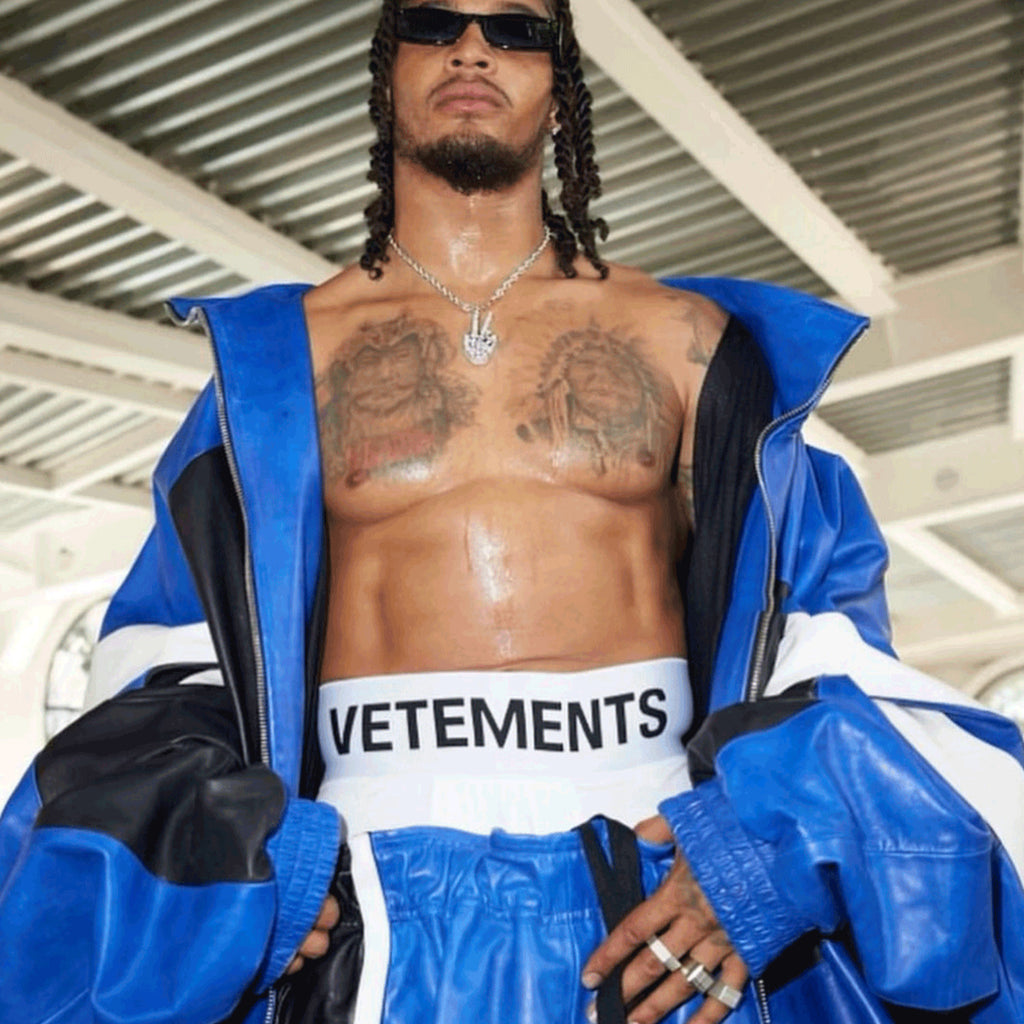 Vetements Men's Printed Letter Webbing Cotton Elastic Breathable Long Boxer Briefs Comfortable High Street Underpants Accessories  #9952