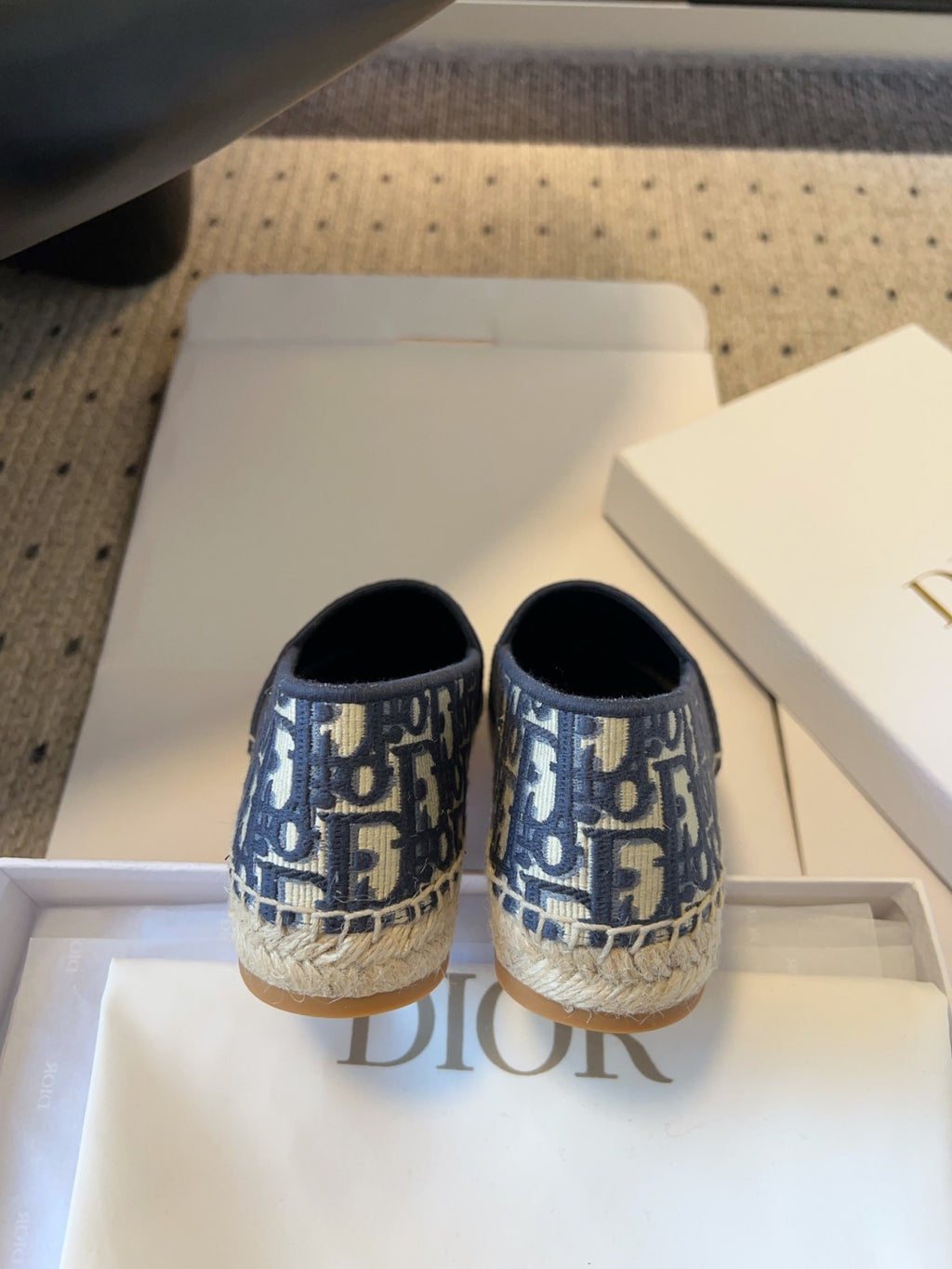 Dior Granville Women's Alphabet Printed Comfortable Knitted Straw Shoes Casual Single Shoes #76298