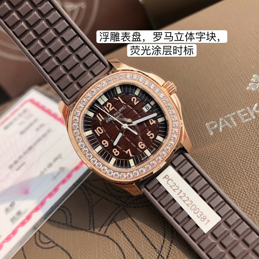 Patek Philippe Mechanical Watches With Diamonds On Silicone Straps Watch #96352