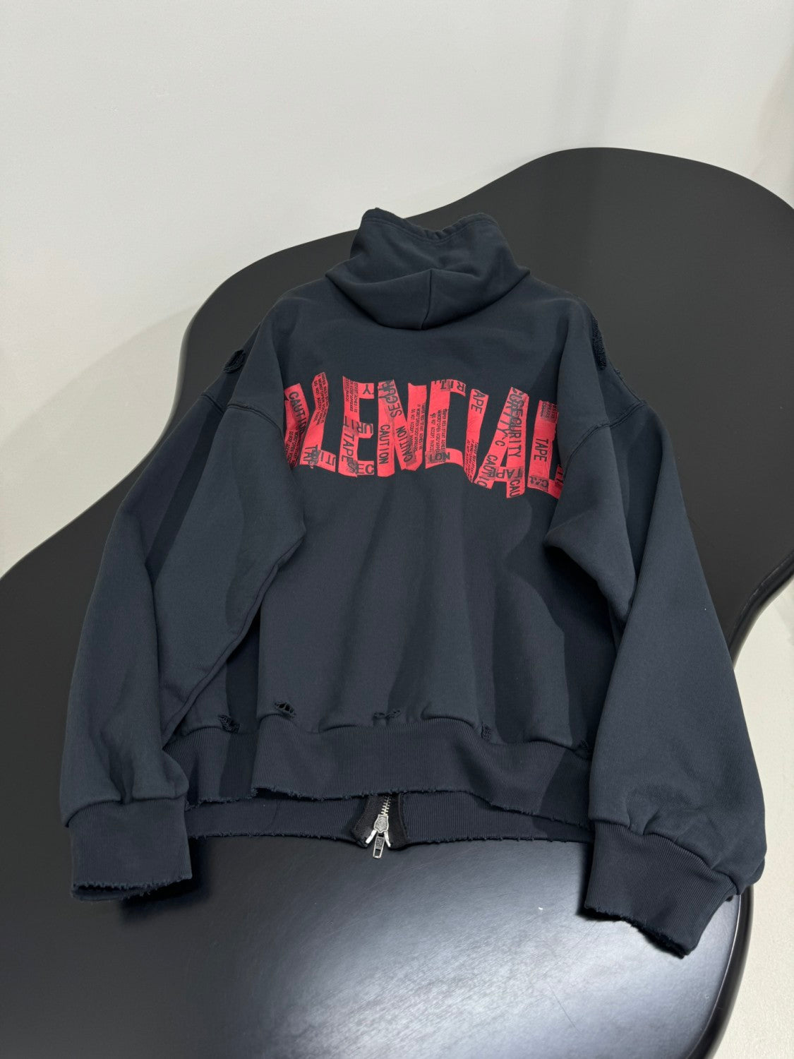 Balenciaga Men's Spring and Autumn Solid Color Alphabet Tape Print Hooded Zipper Long Sleeve Jacket #76579