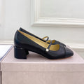 JIMMY CHOO ELISA 45 Women's Spring/Fall Fashion Classic Square Toe Slip On Chunky Heel High-Heel Two Tone Pearl Mary Jane Shoes #79448