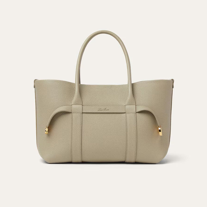 Loro Piana Ghiera Shopper Women's Classic Fashion Solid Color Ring Buckle Leather Tote Bag Bags #78198