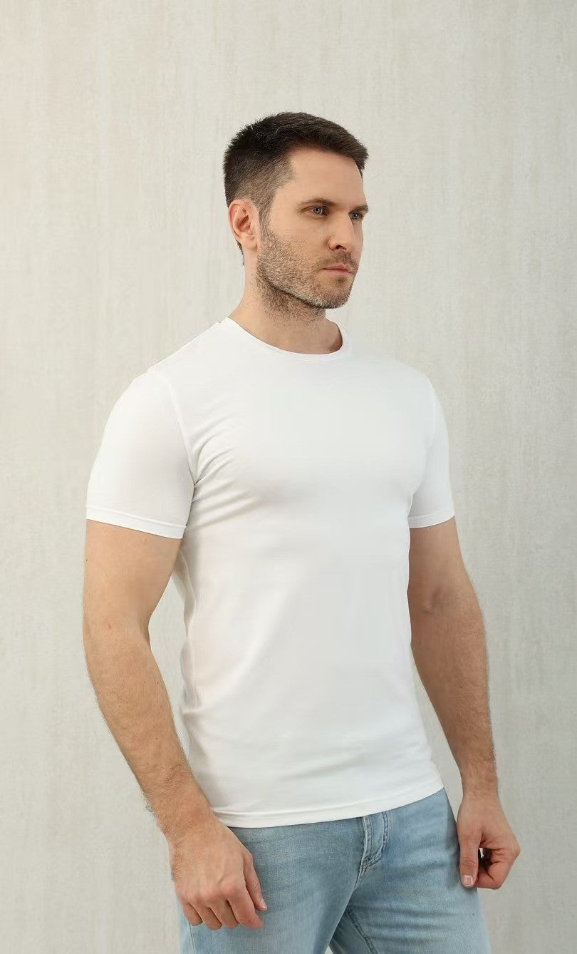 Ermenegildo Zegna Men's Summer Solid Color Cotton Crew Neck Short Sleeve T-Shirt - Breathable & Casual Summer Wear #75691
