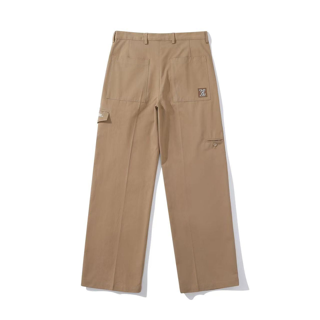 Louis Vuitton Men's Spring and Autumn Solid Color Embroidered Letter Printed Cotton Woven Fabric Casual Pants #76567