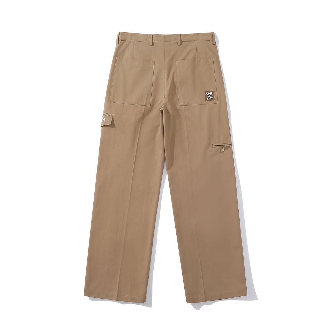 Louis Vuitton Men's Spring and Autumn Solid Color Embroidered Letter Printed Cotton Woven Fabric Casual Pants #76567