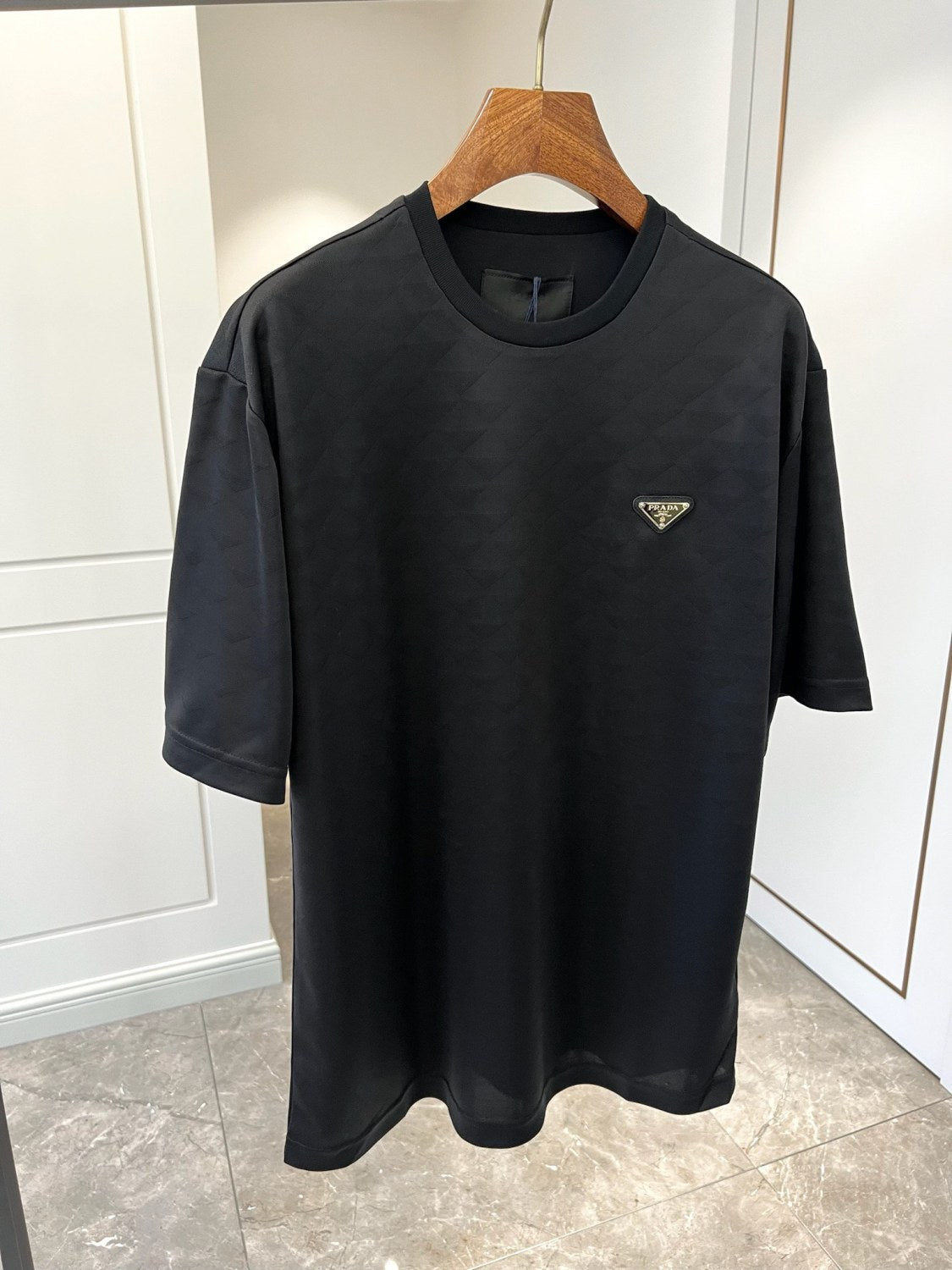 Prada Men's Spring Black Logo Logo Crew Neck Pullover Short Sleeve T-Shirt #73286