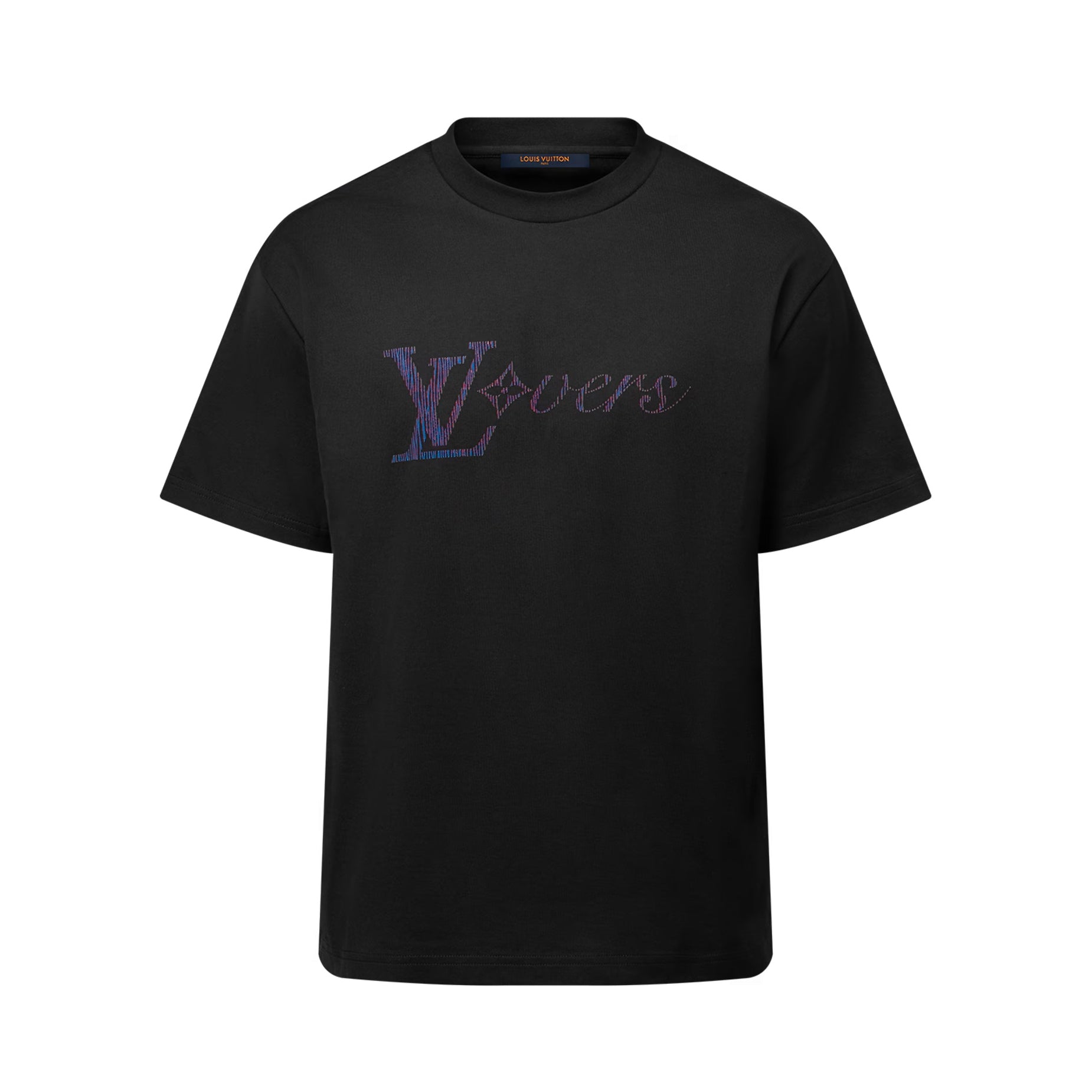 Louis Vuitton Men's Summer Logo Beaded Embroidery Letter Printed Solid Color Round Neck Short Sleeve T-Shirt #75961