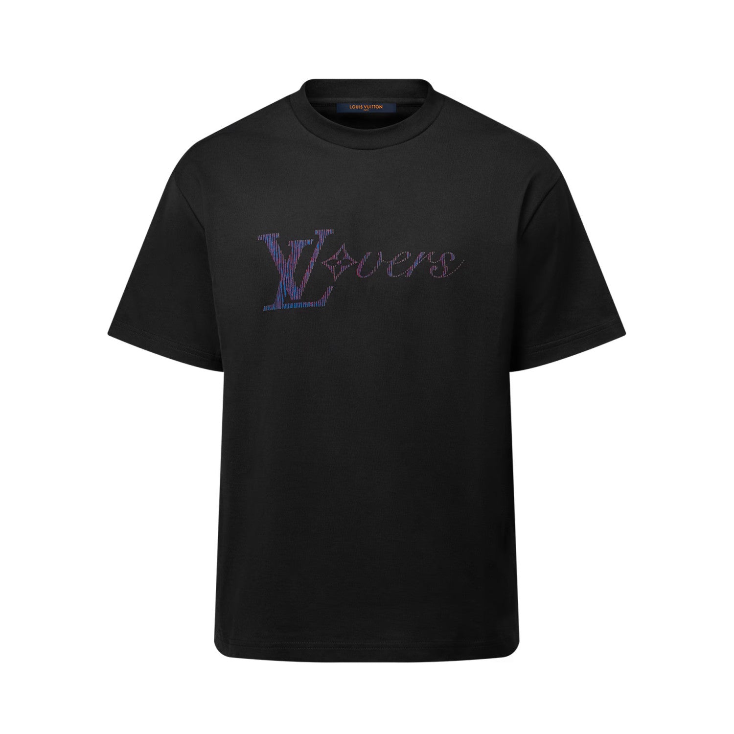 Louis Vuitton Men's Summer Logo Beaded Embroidery Letter Printed Solid Color Round Neck Short Sleeve T-Shirt #75961