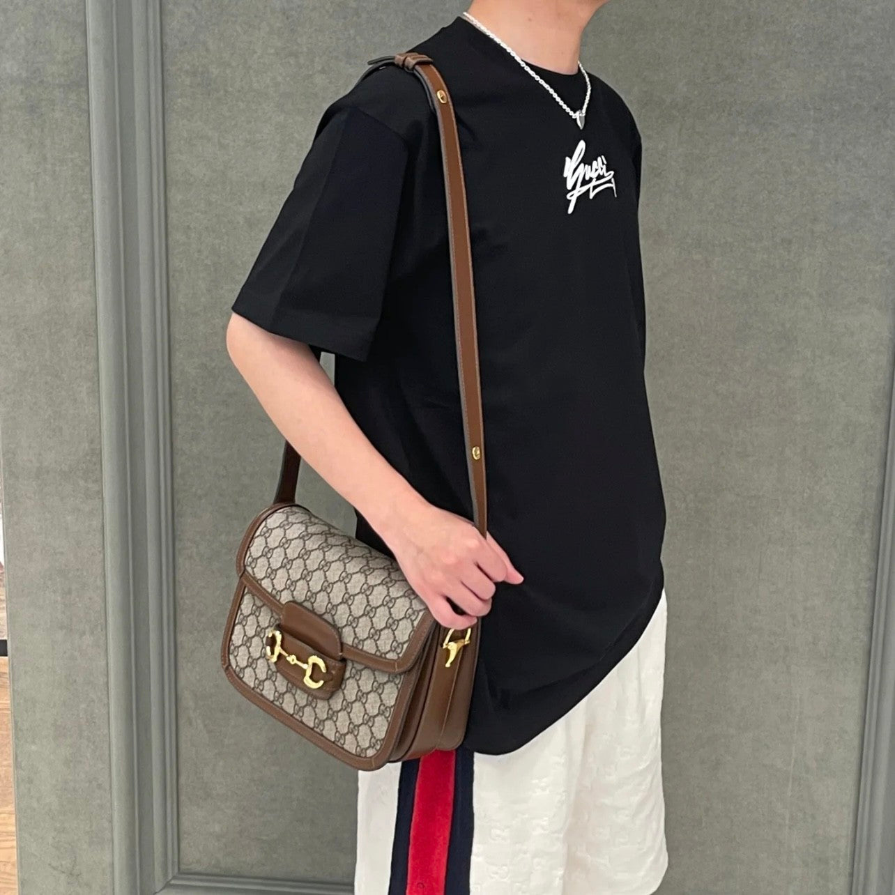 Gucci Men's Spring And Summer All Black Letters Printed Knitted Cotton T-shirt Retro Fashion Loose Short-sleeved T-shirt #71485
