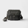Prada triangular enamel logo nameplate Saffiano leather Re-nylon Shoulder Bag #82447A