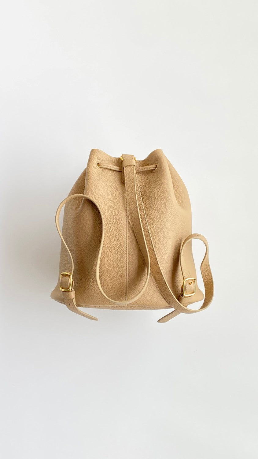 Loro Piana Extra Women's Fashion Classic Solid Color Drawstring Leather Bucket Tote Bag Bags FAP1404 #78861