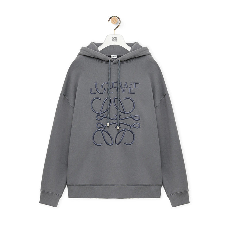 Loewe Men's Spring And Autumn Solid Color Letter Embroidery Cotton Loose Drawstring Long Sleeve Hooded Sweatshirt #98258