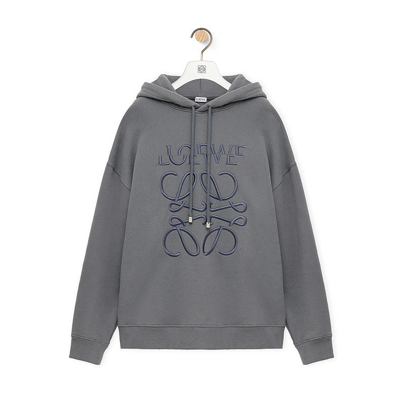 Loewe Men's Spring And Autumn Solid Color Letter Embroidery Cotton Loose Drawstring Long Sleeve Hooded Sweatshirt #98258