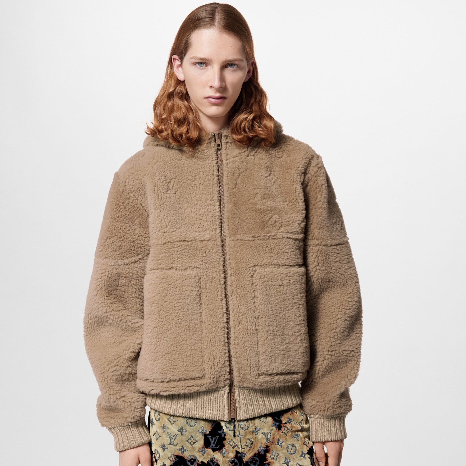 Louis Vuitton Men's Winter Reversible Shearling Hooded Blouson Zip Long Sleeve Jacket #97639