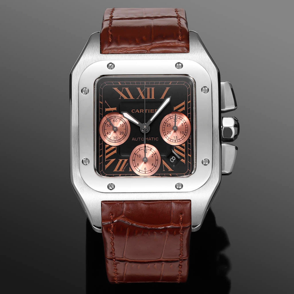 Cartier Santos Men's Automatic Mechanical Movement Roman Scale Date Display Chronograph 100M Water Resistant Mechanical Watch #72997