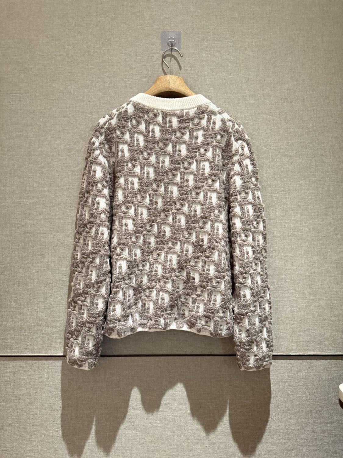 Dior Men's And Women's Spring/Summer Fashion Casual Round Neck Wool Knit Oblique Print Zipper Sweater #78325