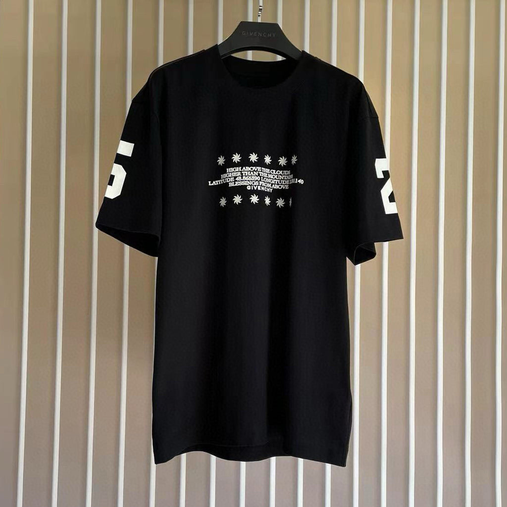 Givenchy Men's Summer Black Graffiti Logo Round Neck Cotton Short Sleeve T-Shirt #97882