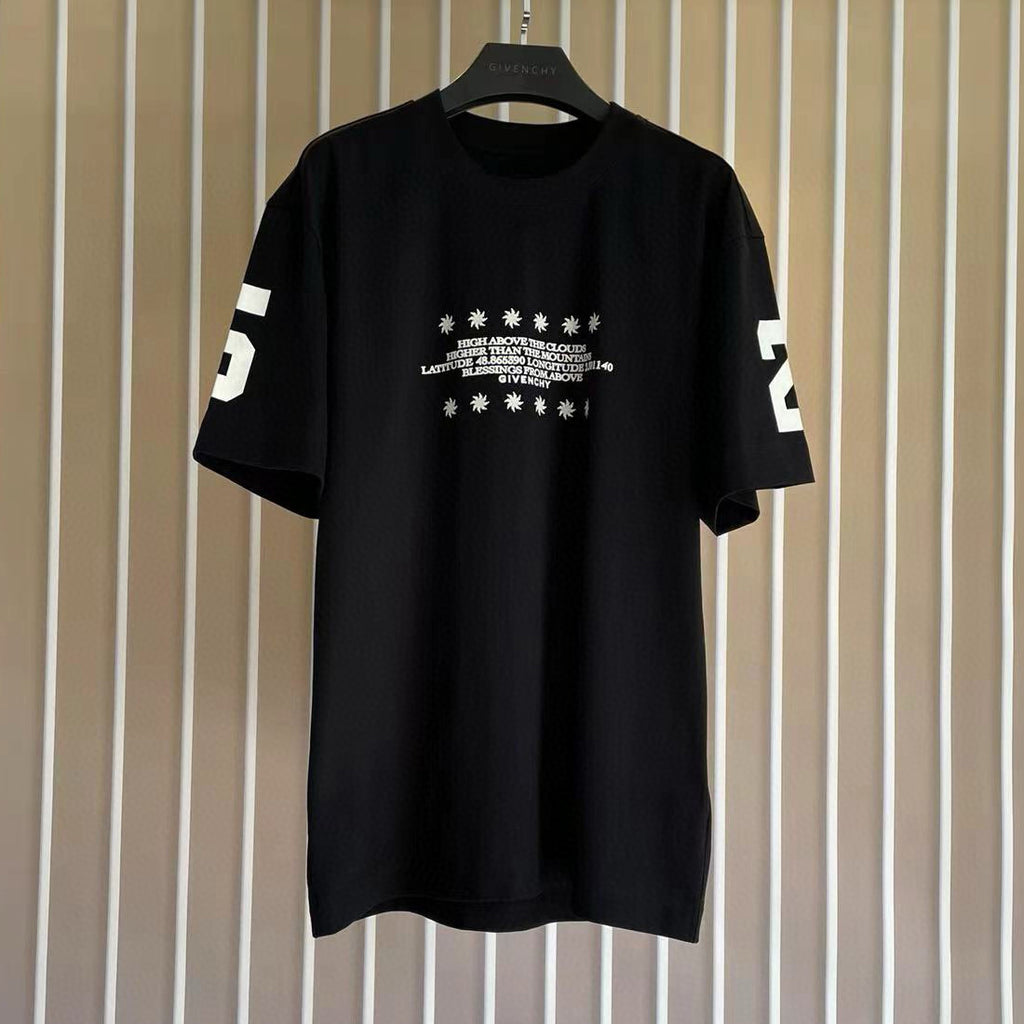 Givenchy Men's Summer Black Graffiti Logo Round Neck Cotton Short Sleeve T-Shirt #97882