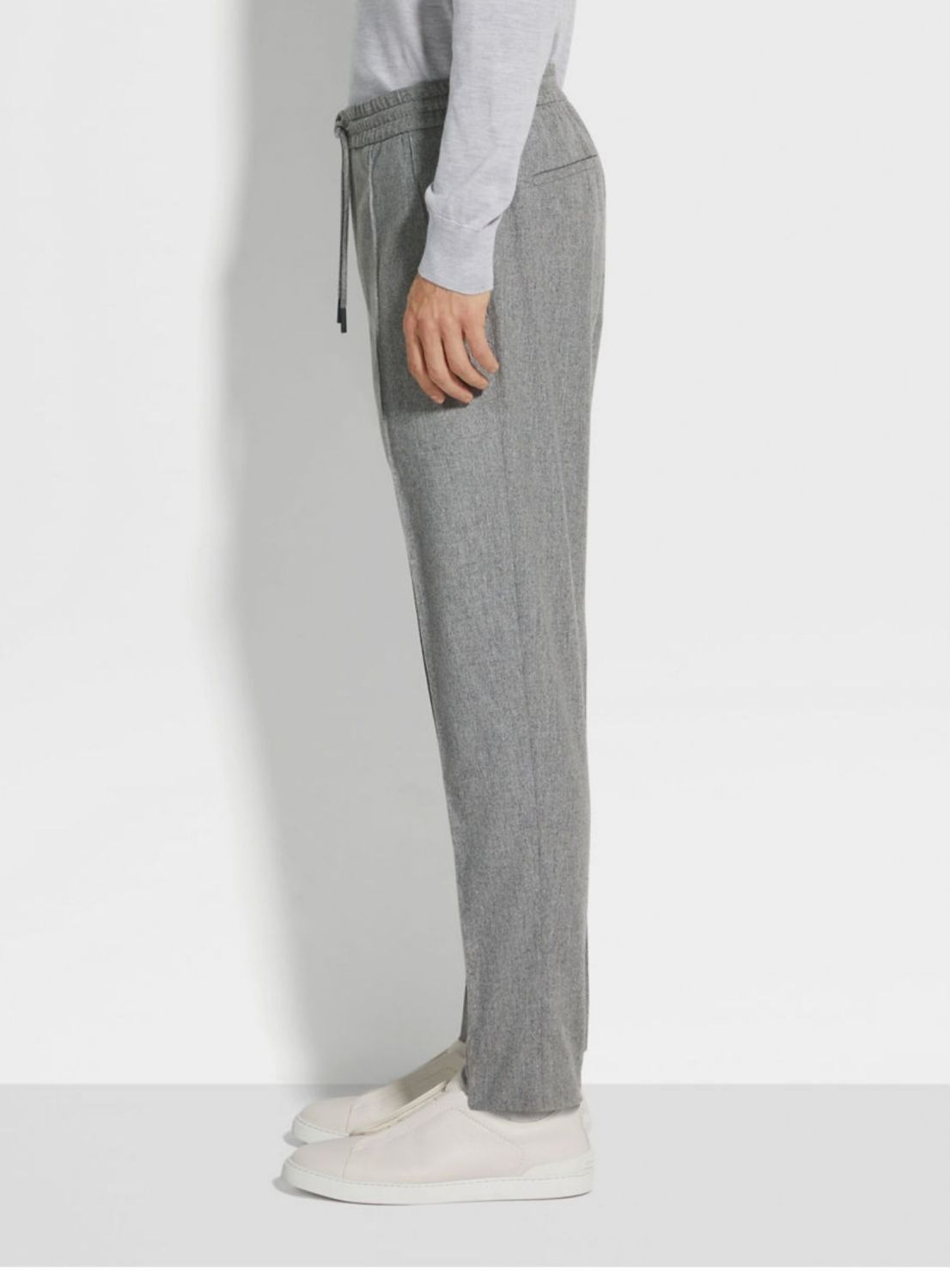 Ermenegildo Zegna Men's Fall/Winter Wool Blend Solid Color Mid-Rise Casual Straight-Leg Drawstring Sweatpants Ngvp #2517