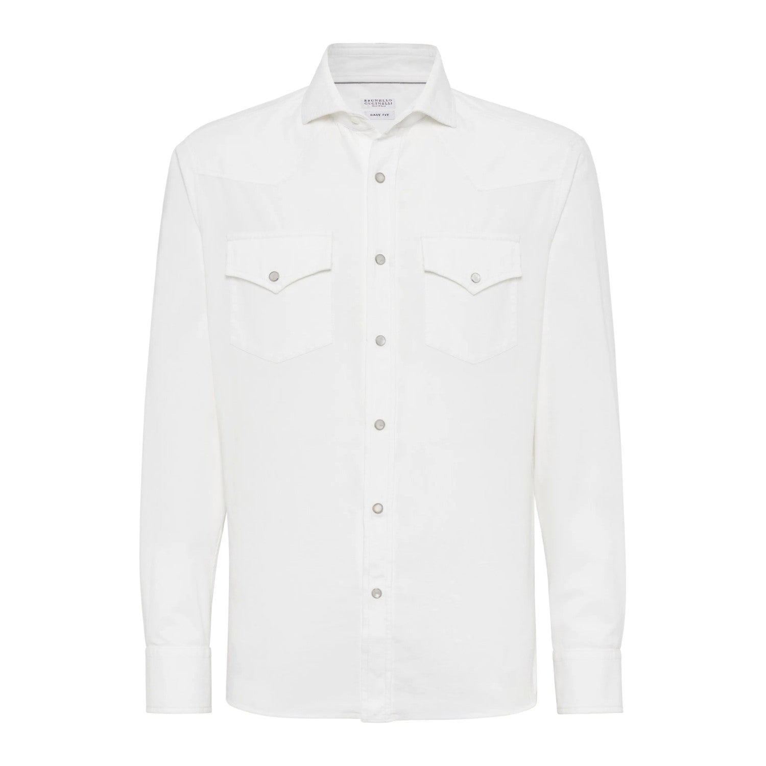 Brunello Cucinelli Men's Spring And Fall Cotton Lapel Solid Color Single-Breasted Chest Pocket Long Sleeve Fitted Shirt Ngvp #1557