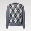Louis Vuitton Men's Argyle Crew Neck Sweater Spring/Fall Checkered Embroidered Wool Solid Color Long Sleeve Sweater #81564