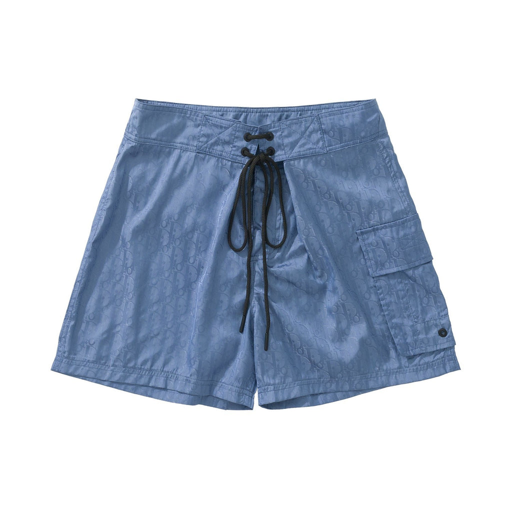 Dior Men's Summer Solid Color Logo Monogram Full Print Drawstring Tie Polyester Shorts Pants #72363