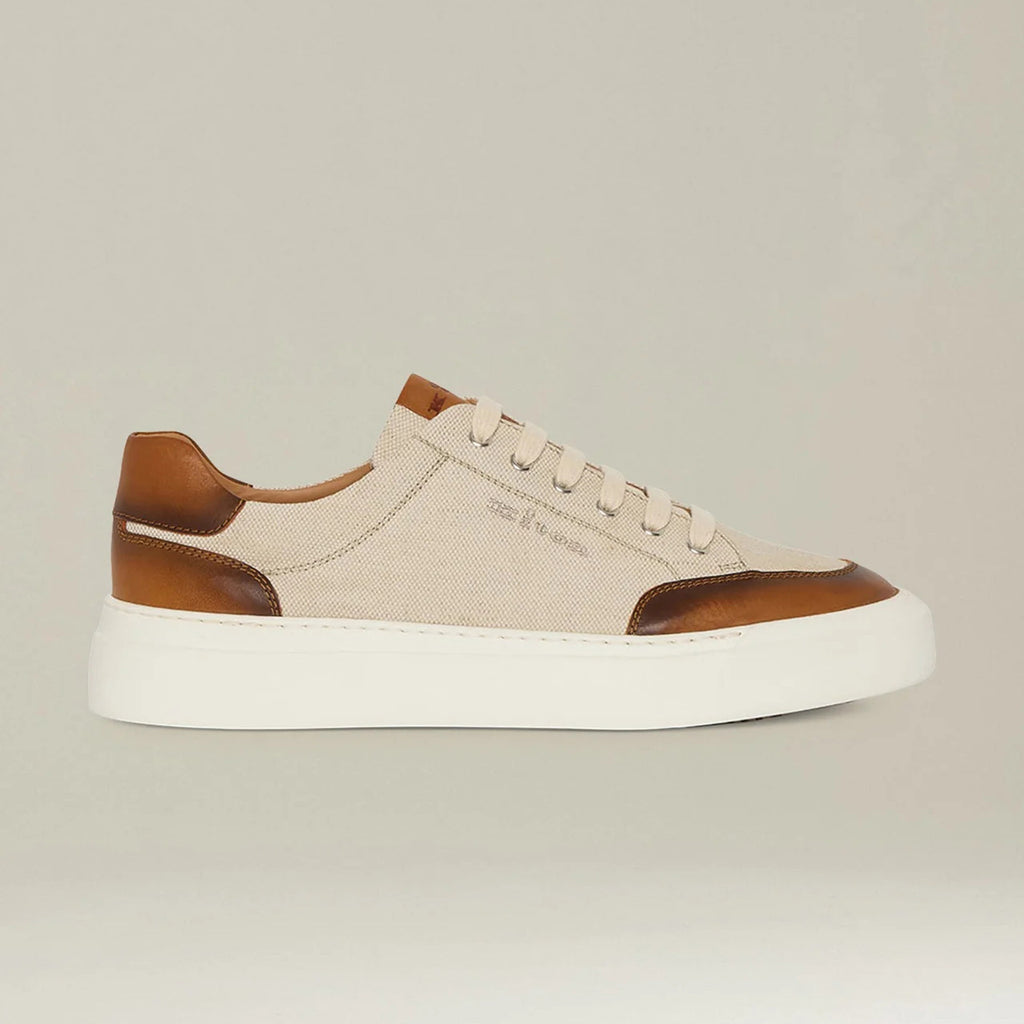 Kiton Men's Four Seasons Colour Block Canvas Leather Low Top Flat Lace Up Casual Shoes #76987
