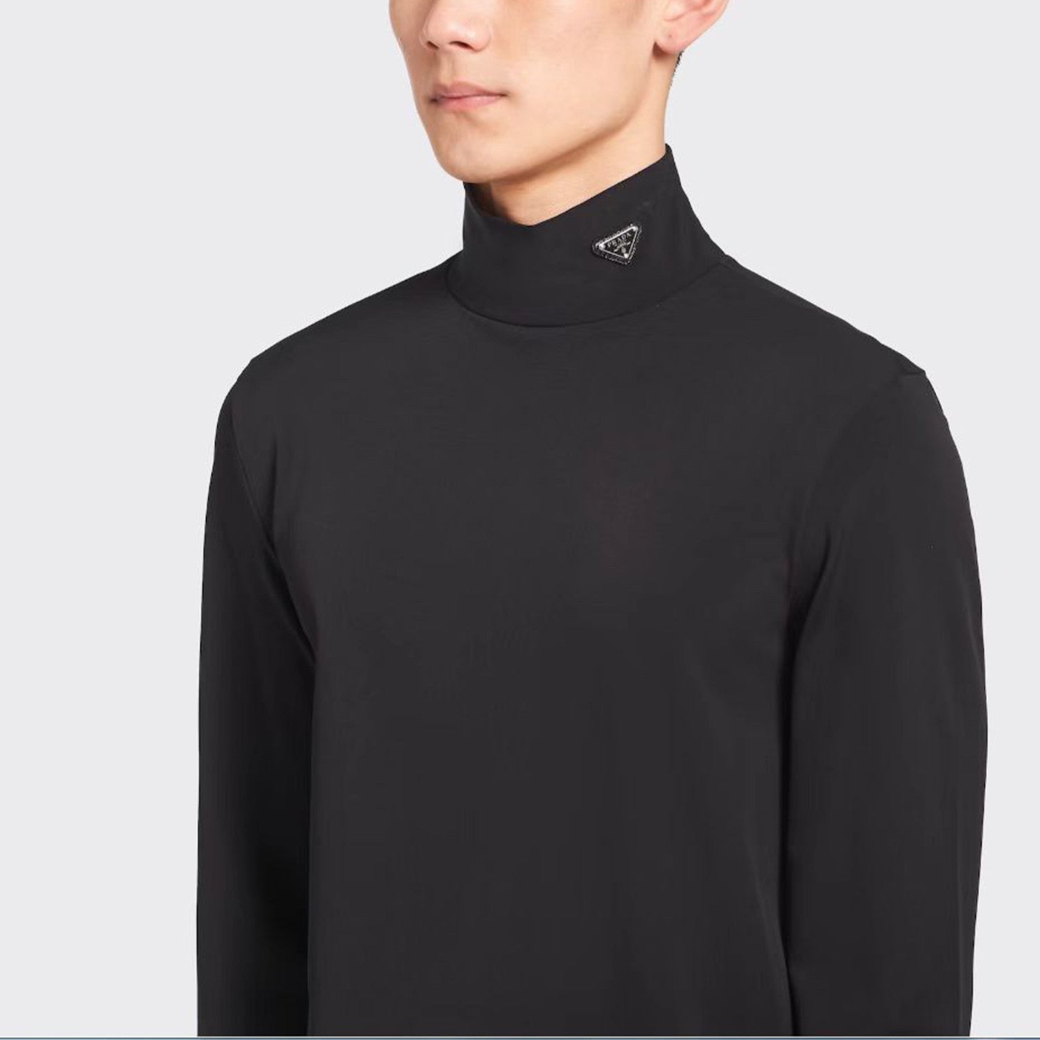 Prada Men's Women's Plain Knit Stand Collar Sweater Solid Colour Logo Fashion Casual Long Sleeve Pullover Sweater Top  #71854