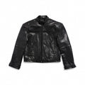 Balenciaga 25FW Cowhide Jacket Bew Double Zipper Ribbed Cuffs Leather Jacket Loose Version #332836