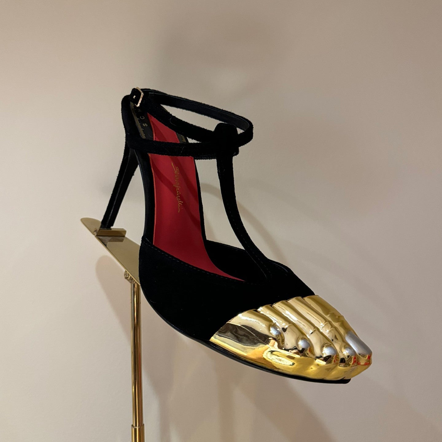 Schiaparelli ﻿Women's Retro Metal Toe Sandals Solid Color Leather Fashion High Heels Casual Shoes Ngvp #1516