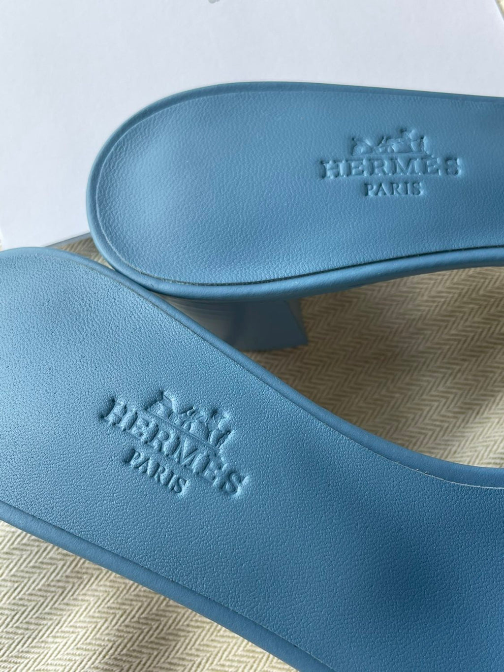 Hermes Oran Sandal Women's Summer Fashion Casual Solid Color Leather Slip On Sandals  Mid Heel And Flat Shoes #78338