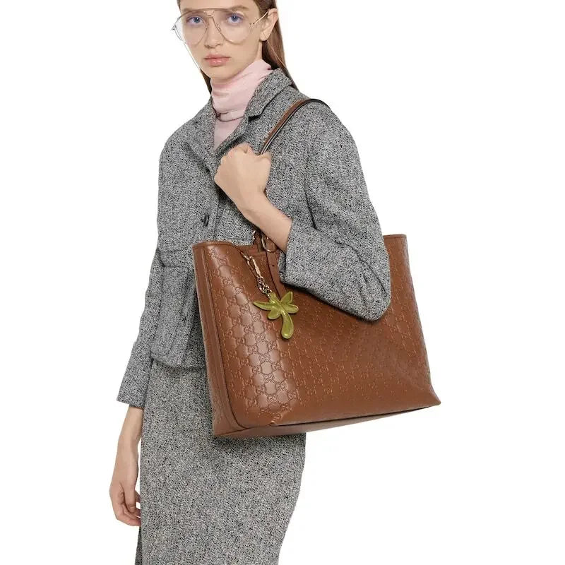 Gucci GG Emblem Debossed Leather Tote #335611