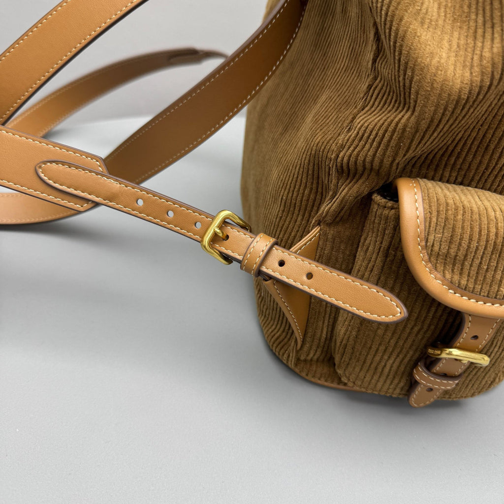 MiuMiu Large Cinnamon Corduroy Backpack #334155
