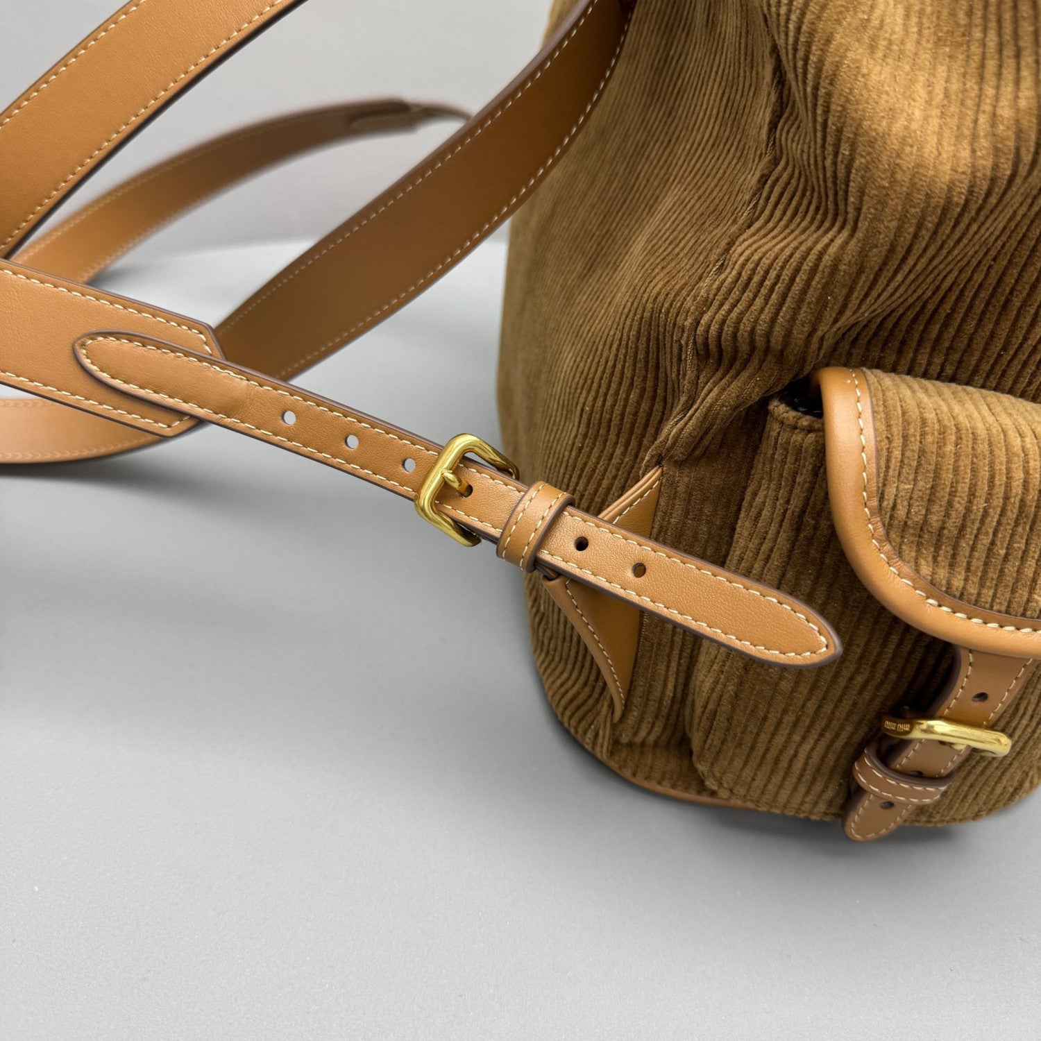 MiuMiu Large Cinnamon Corduroy Backpack #334155