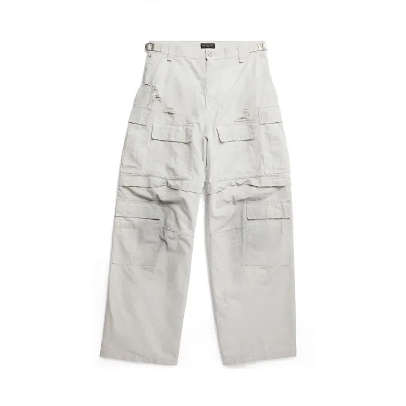 Balenciaga Men's Distressed Work Pants Solid Color Loose Cotton Straight Leg Pants #71974