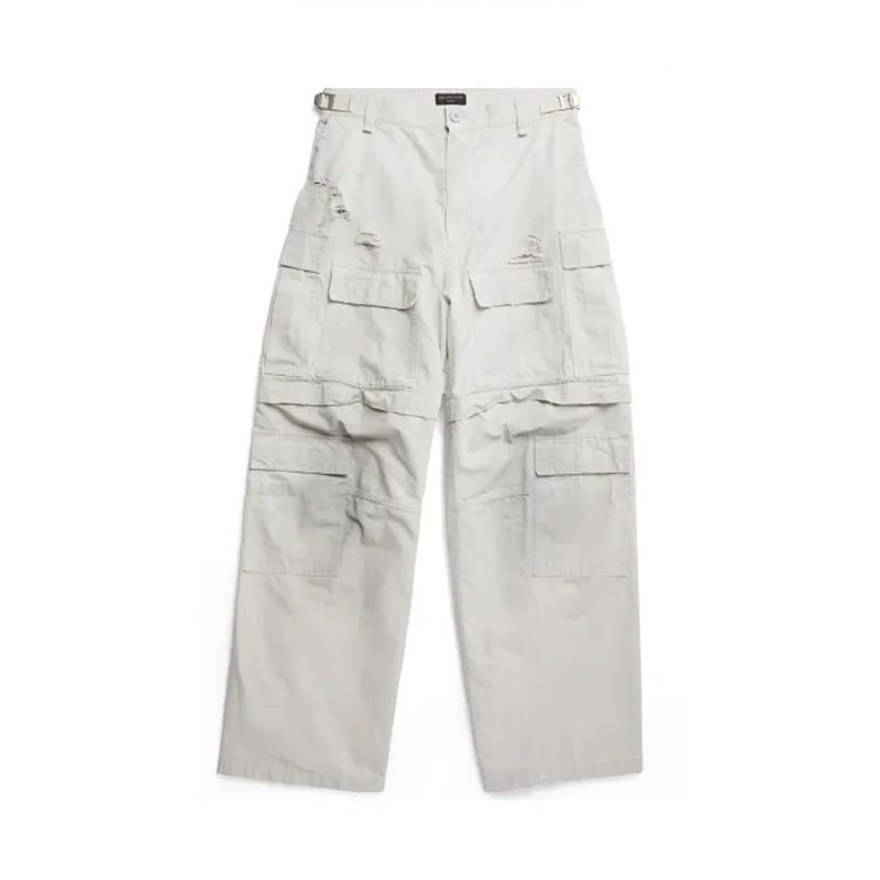 Balenciaga Men's Distressed Work Pants Solid Color Loose Cotton Straight Leg Pants #71974