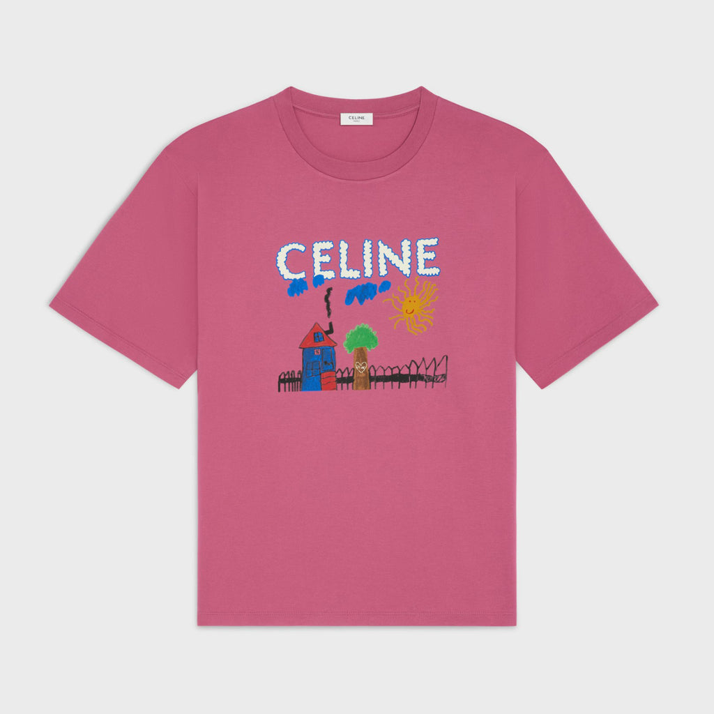 Celine Men's And Women's Summer Children's Painting Pattern Printed Round Neck Cotton Short Sleeved T-shirt #77821
