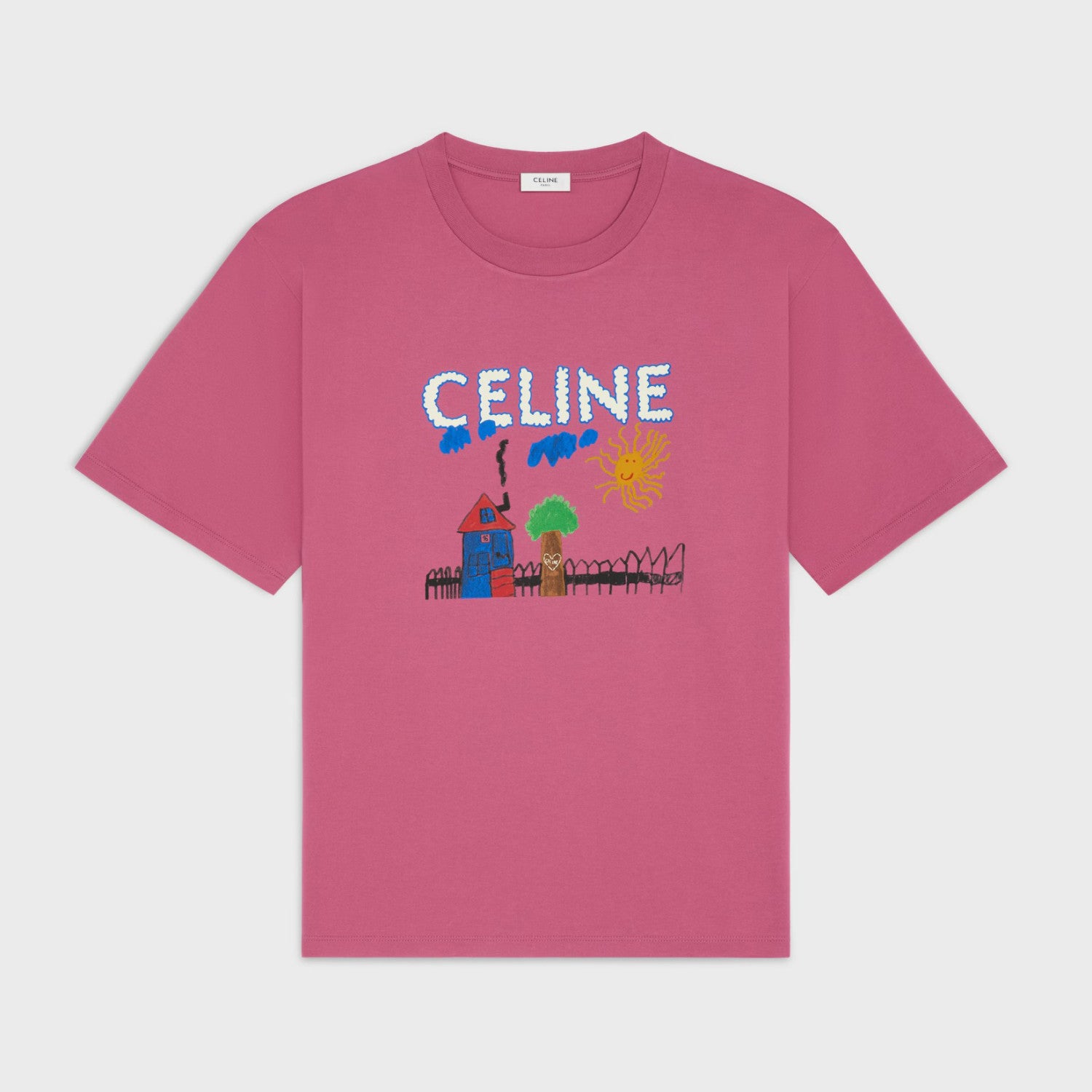Celine Men's And Women's Summer Children's Painting Pattern Printed Round Neck Cotton Short Sleeved T-shirt #77821