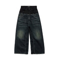 Balenciaga Men's And Women's Spring And Fall Solid Color Splicing Effect Button Loose Fit Jeans Pants #75497