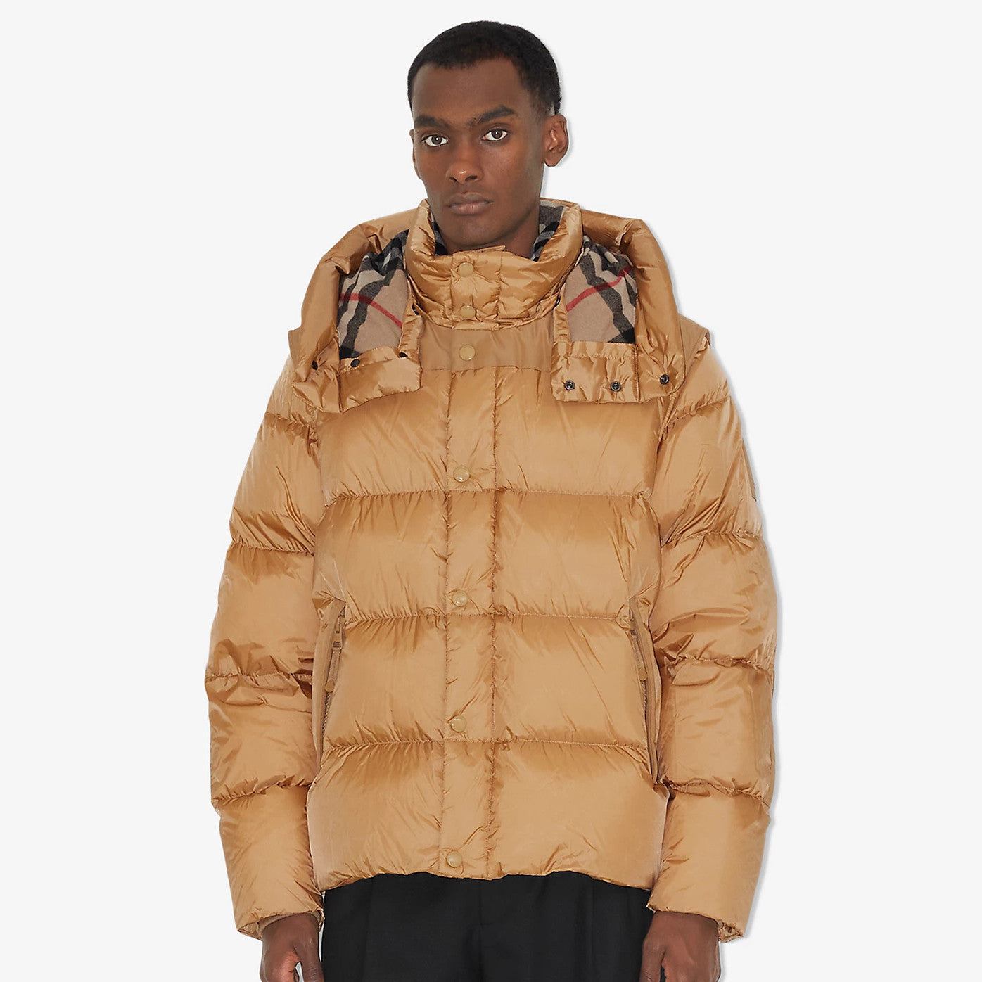 Burberry Men's And Women's Winter Single Breasted Zip Up Detachable Sleeve Nylon Puffer Down Jacket #97742