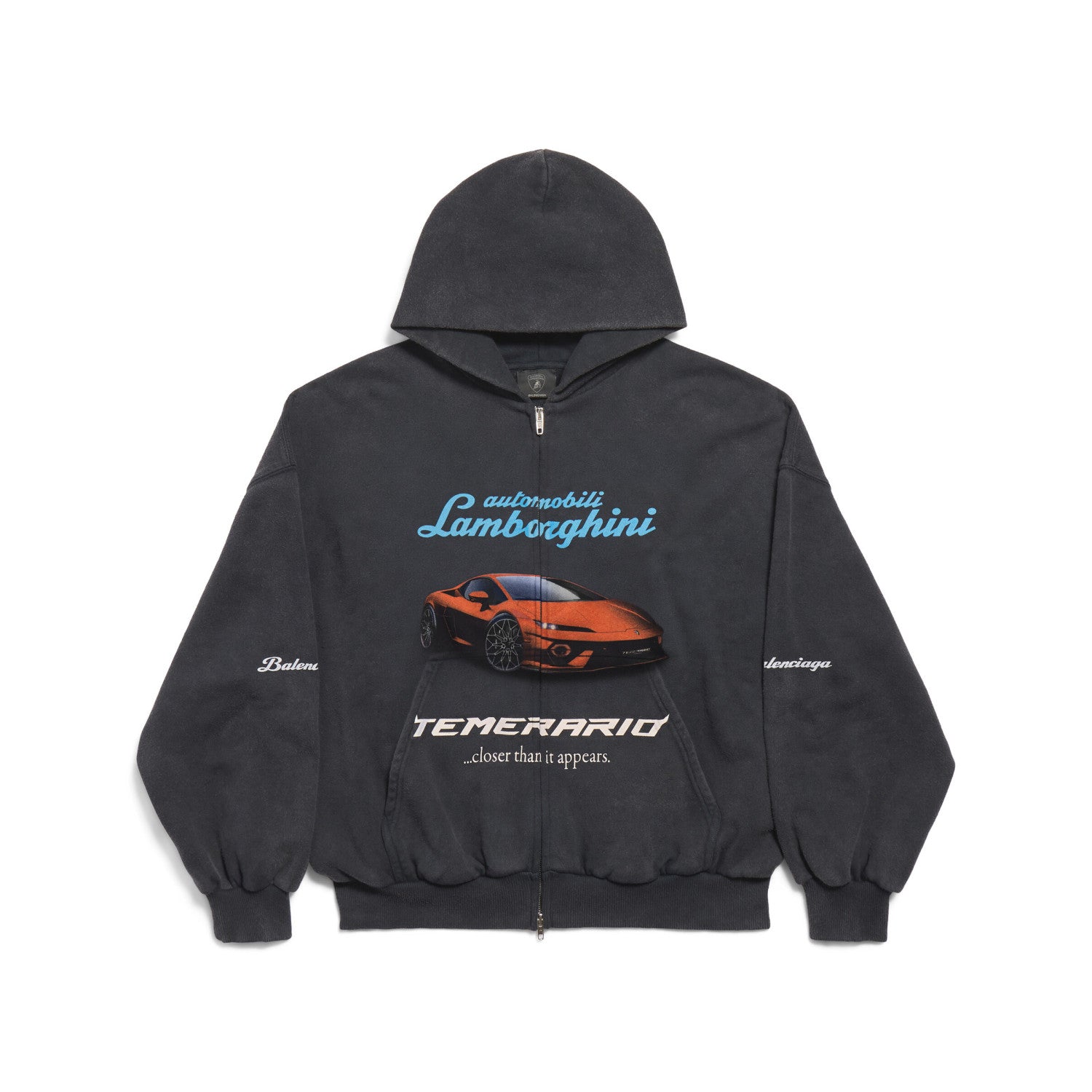 Balenciaga Automobili Lamborghini Hoodie Men's Spring/Autumn Solid Color Classic Printed Zipper Sweatshirt Pullover Hoodie#78122